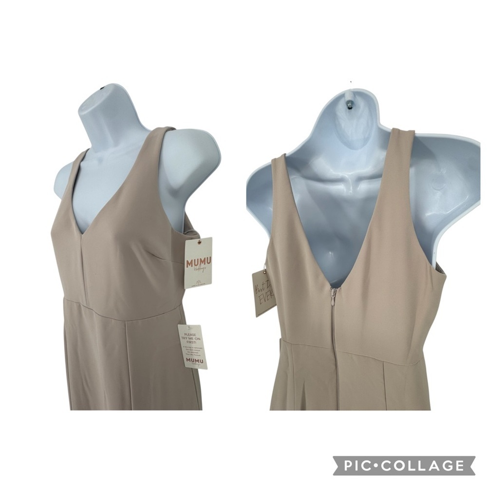 Show Me Your MUMU Weddings Bridal Sleeveless Taupe Maxi Dress Gown Size Small - Picture 2 of 6
